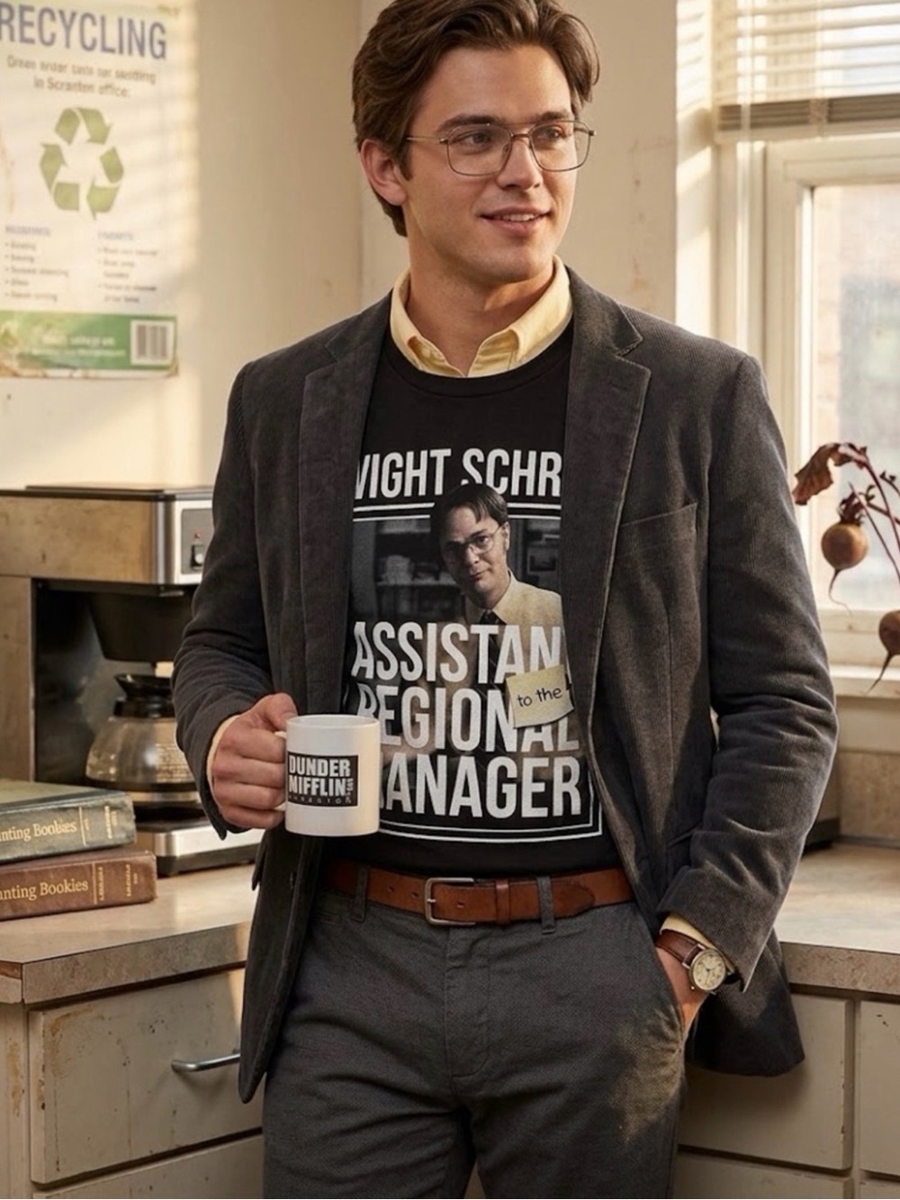 The Office Dwight Schrute Asst Regional Manager Graphic Short Sleeve Tee Size M